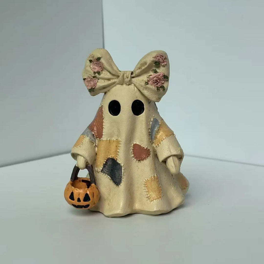 Halloween-Dekorationsfigur Geist mit Schleife und Korb 4
