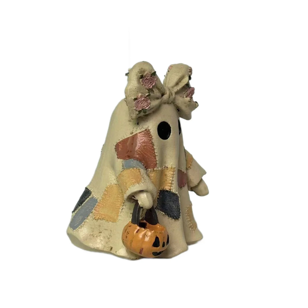Halloween-Dekorationsfigur Geist mit Schleife und Korb 5