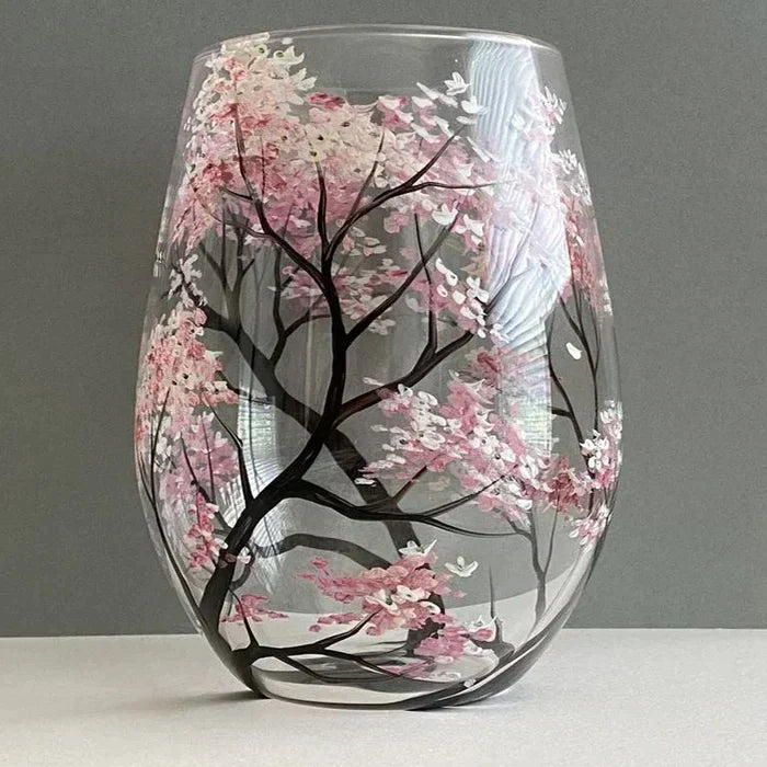Handbemalte Weingläser mit Baum-Motiv für jede Jahreszeit 6