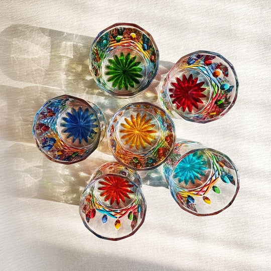 Handbemaltes Glas Set für Stilvolle Getränke 2