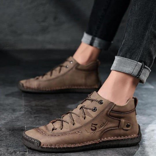 Handgenähte Vintage Lederstiefeletten