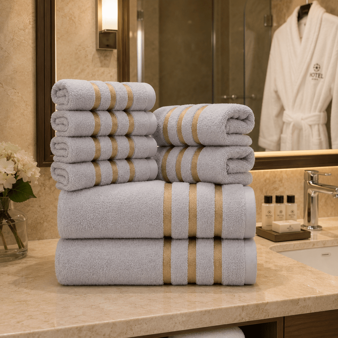 Handtuchset 8-teilig für Badezimmer und Spa, Stilvolles Handtücher Set für die ganze Familie 2