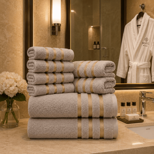 Handtuchset 8-teilig für Badezimmer und Spa, Stilvolles Handtücher Set für die ganze Familie 3