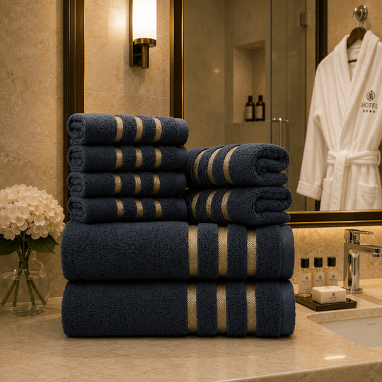 Handtuchset 8-teilig für Badezimmer und Spa, Stilvolles Handtücher Set für die ganze Familie 5