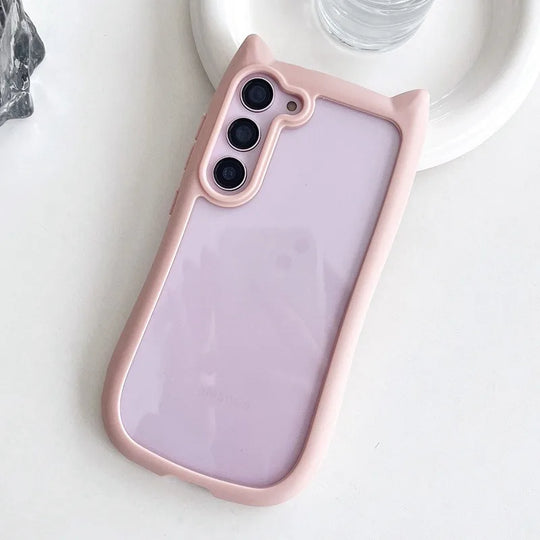 Handyhülle für Samsung S25 Plus mit 3D Katzenohren und Transparentem Design 4