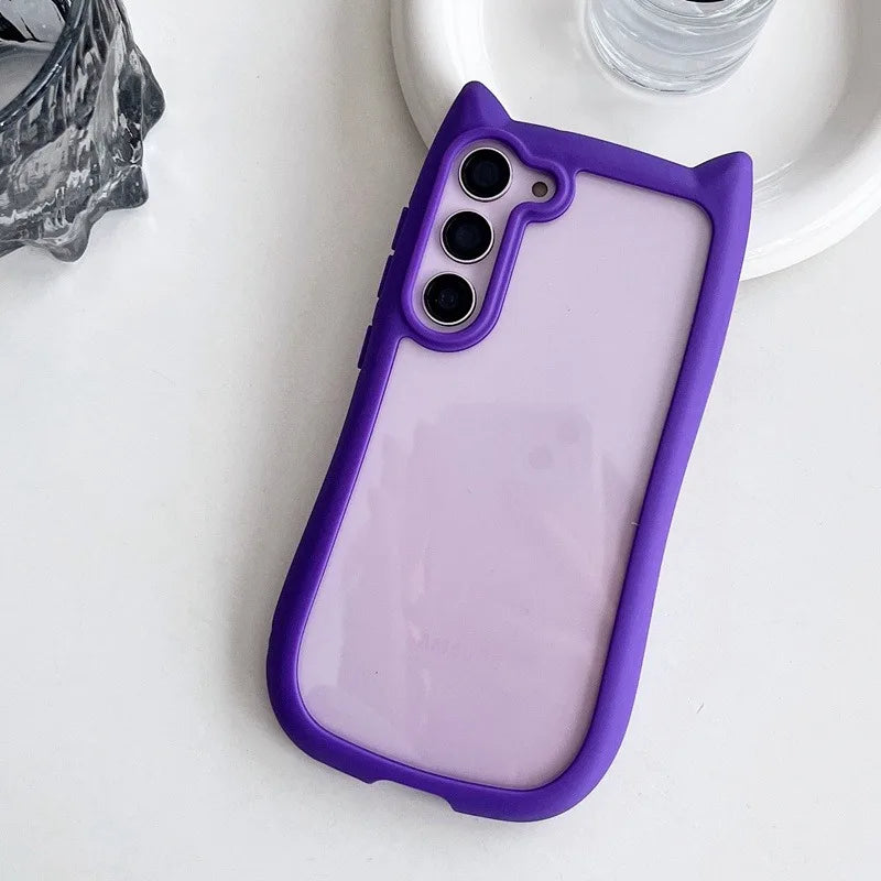 Handyhülle für Samsung S25 Plus mit 3D Katzenohren und Transparentem Design 8