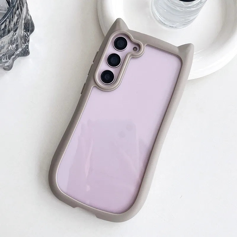 Handyhülle für Samsung S25 Plus mit 3D Katzenohren und Transparentem Design 9