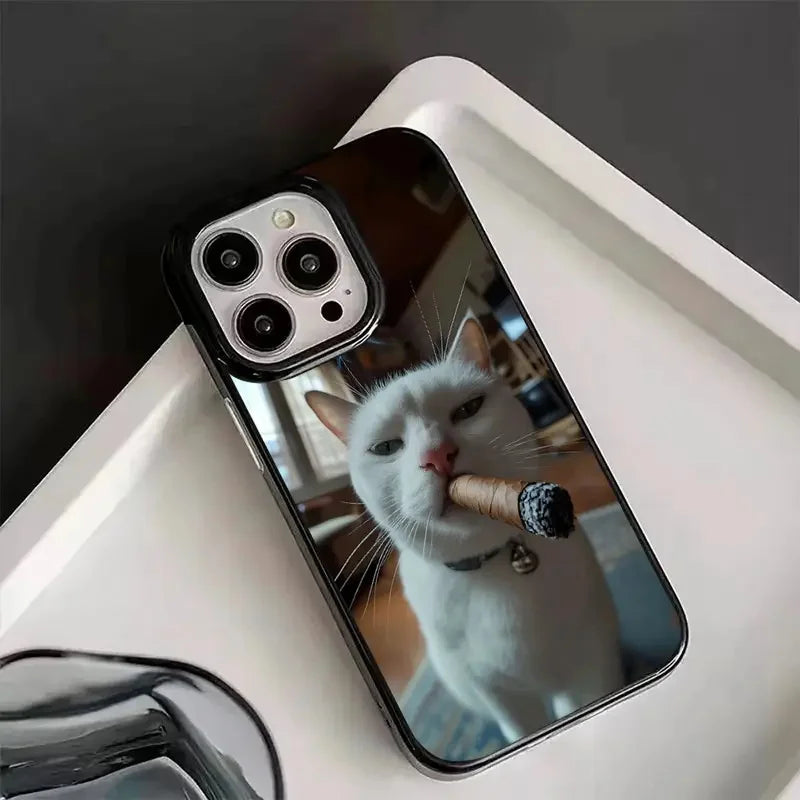 Handyhülle für iPhone mit rauchenden Katzenmotiv 4