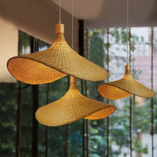 Hängelampe Boho-Stil für Esstisch und Wohnzimmer - Handgefertigte Pendelleuchte aus Bambus 1