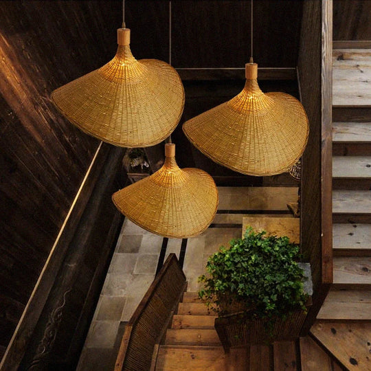 Hängelampe Boho-Stil für Esstisch und Wohnzimmer - Handgefertigte Pendelleuchte aus Bambus 3