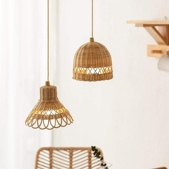 Hängelampe Pendelleuchte für Esszimmer und Wohnzimmer, Handgewebte Hängeleuchte im Boho-Stil 2