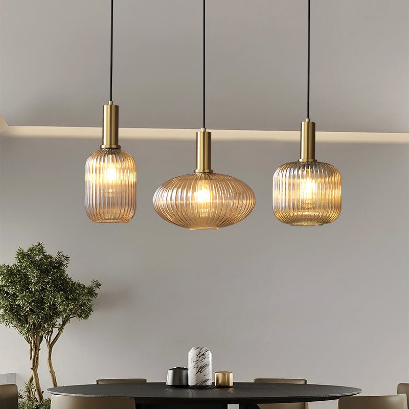 Hängeleuchte im Retro-Stil mit farbigem Glas 1