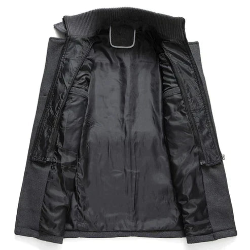 Herren Mantel Lang Eleganter Wintermantel Hochwertiges Polyester 5