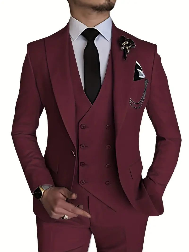 Herren Anzug Set 3-teilig Blazer, Weste und Hosen für Business und Freizeit 7