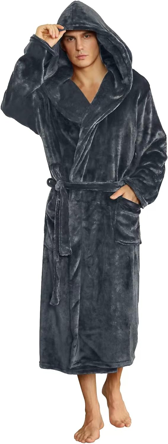 Herren Bademantel mit Kapuze und zweifarbigem Design 0