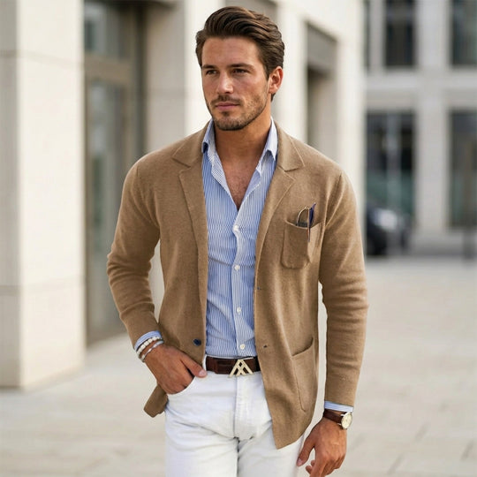 Herren Blazer mit Stehkragen Klassisch 2