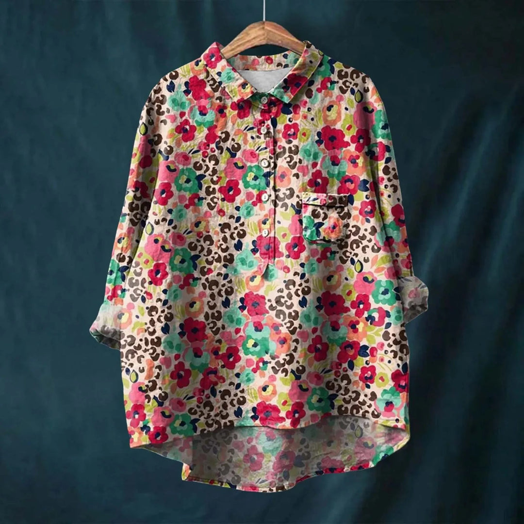 Herren Button-Up Hemd mit Blumenmuster und taillierter Passform 1