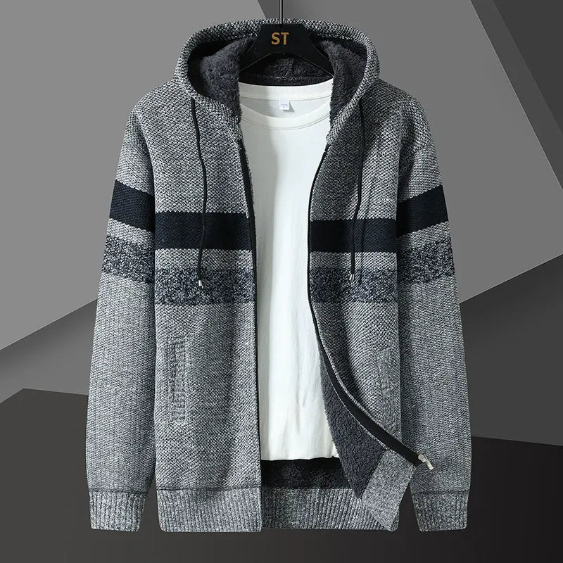 Herren Cardigan mit Kapuze und Reißverschluss 0