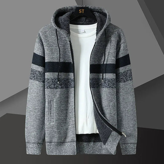Herren Cardigan mit Kapuze und Reißverschluss 0