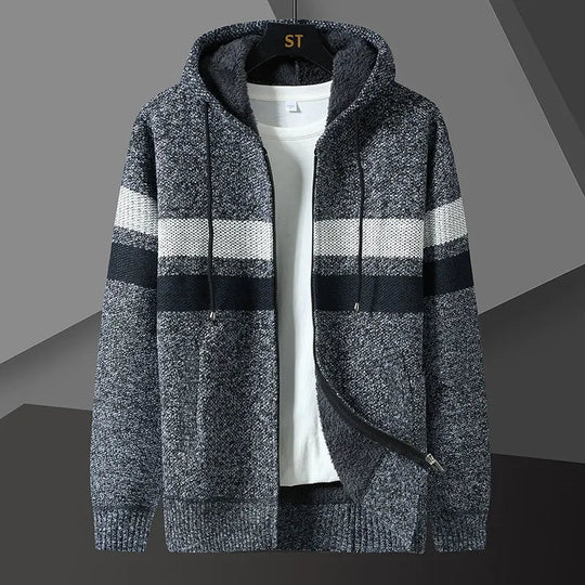 Herren Cardigan mit Kapuze und Reißverschluss 1
