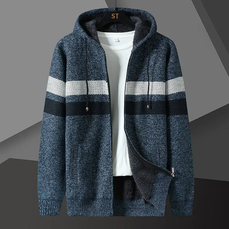 Herren Cardigan mit Kapuze und Reißverschluss 3