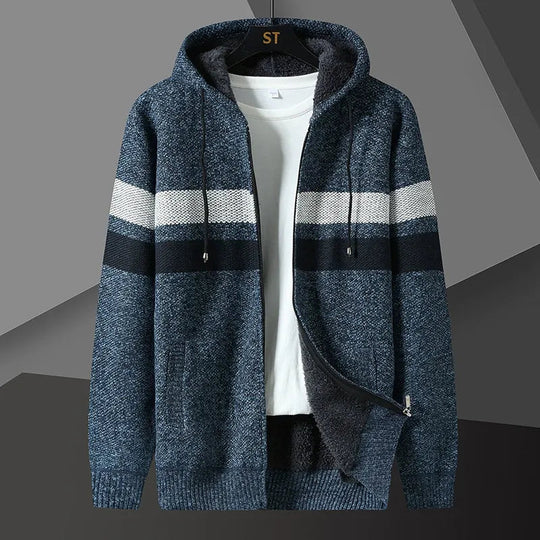 Herren Cardigan mit Kapuze und Reißverschluss 3