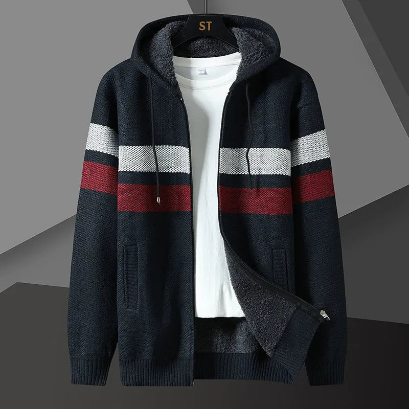 Herren Cardigan mit Kapuze und Reißverschluss 4
