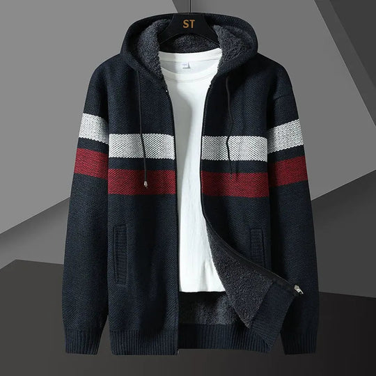 Herren Cardigan mit Kapuze und Reißverschluss 4