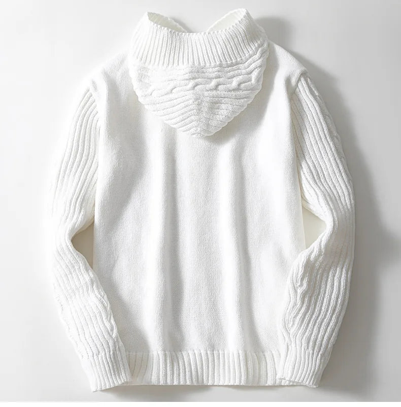 Herren Cardigan mit Kapuze und Zopfmuster 2