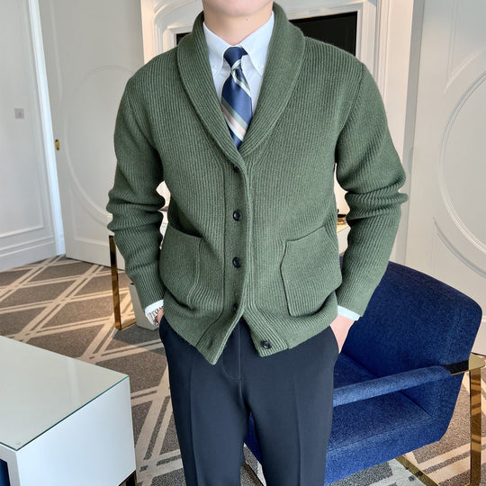 Herren Cardigan mit Schalkragen und Rippstrickdesign 2