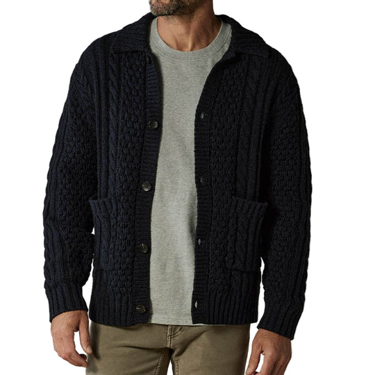 Herren Cardigan mit Zopfmuster und Knopfleiste 0