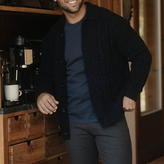 Herren Cardigan mit Zopfmuster und Knopfleiste 1