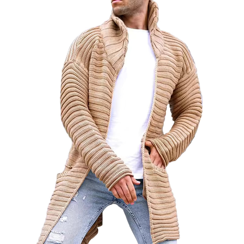Herren Cardigan mit offener Vorderseite und Rollkragen 0