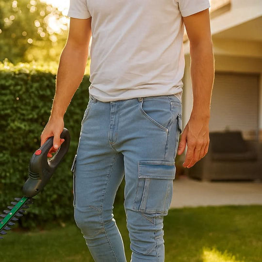 Herren Cargo-Jeans Schmal Mit Funktionalen Taschen 2