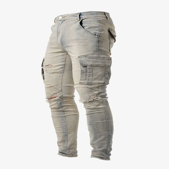 Herren Cargo-Jeans Schmal Mit Funktionalen Taschen 4