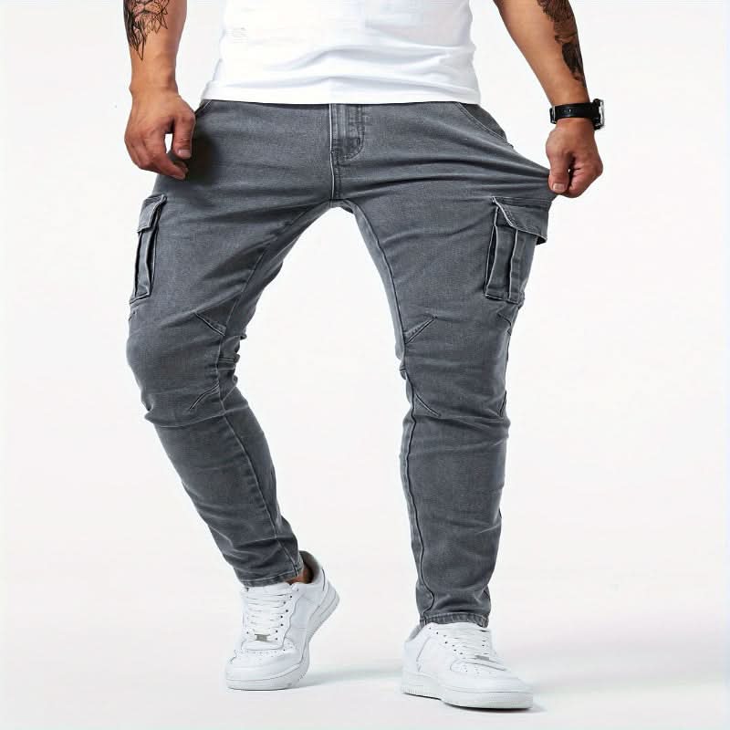 Herren Cargo-Jeans Schmal Mit Funktionalen Taschen 6