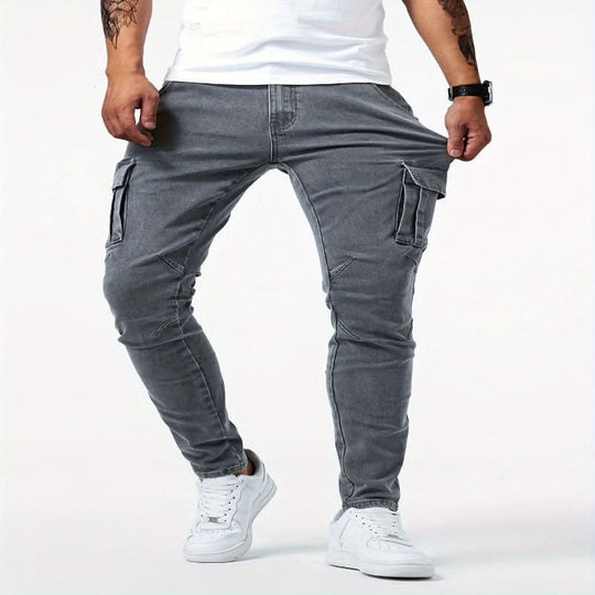 Herren Cargo-Jeans Schmal Mit Funktionalen Taschen 6