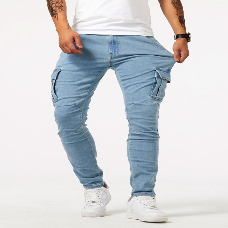 Herren Cargo-Jeans Schmal Mit Funktionalen Taschen 8
