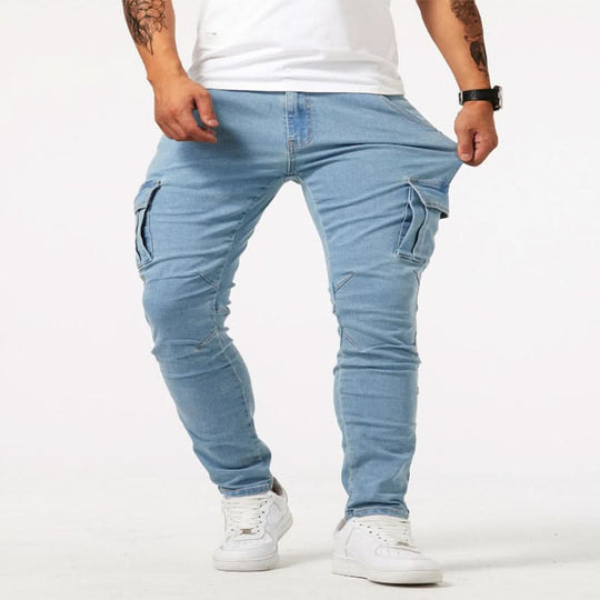 Herren Cargo-Jeans Schmal Mit Funktionalen Taschen 8