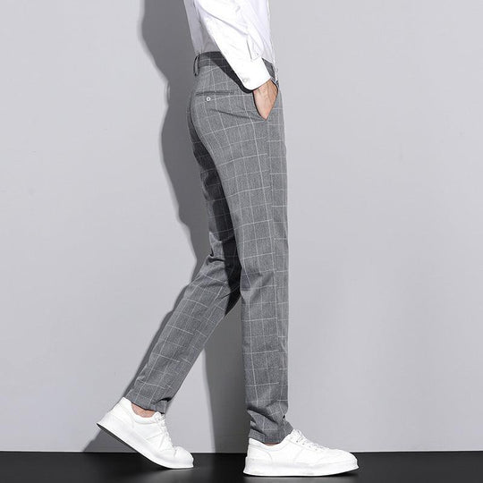 Herren Check Hose mit geradem Bein 4
