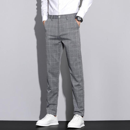 Herren Check Hose mit geradem Bein 8