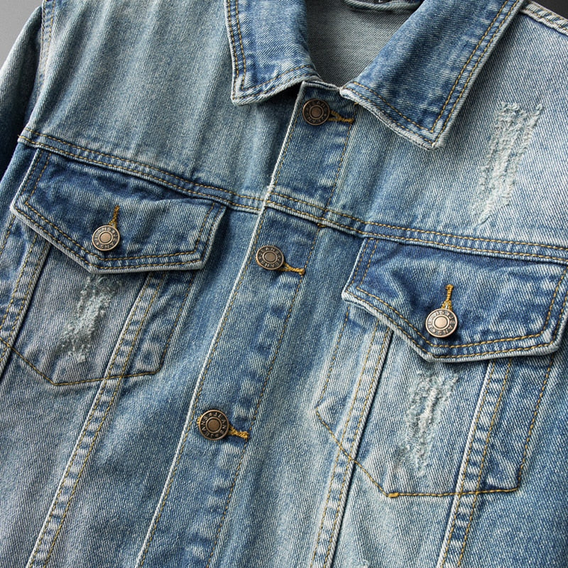 Herren Denim Jacke Maßgeschneiderter Stil Robuste Baumwolle 2