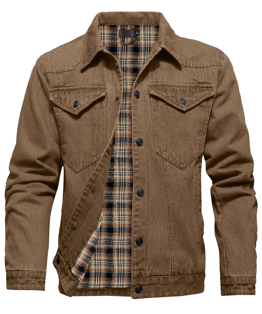 Herren Denim Jacke mit Flanellfutter und Taschen 0
