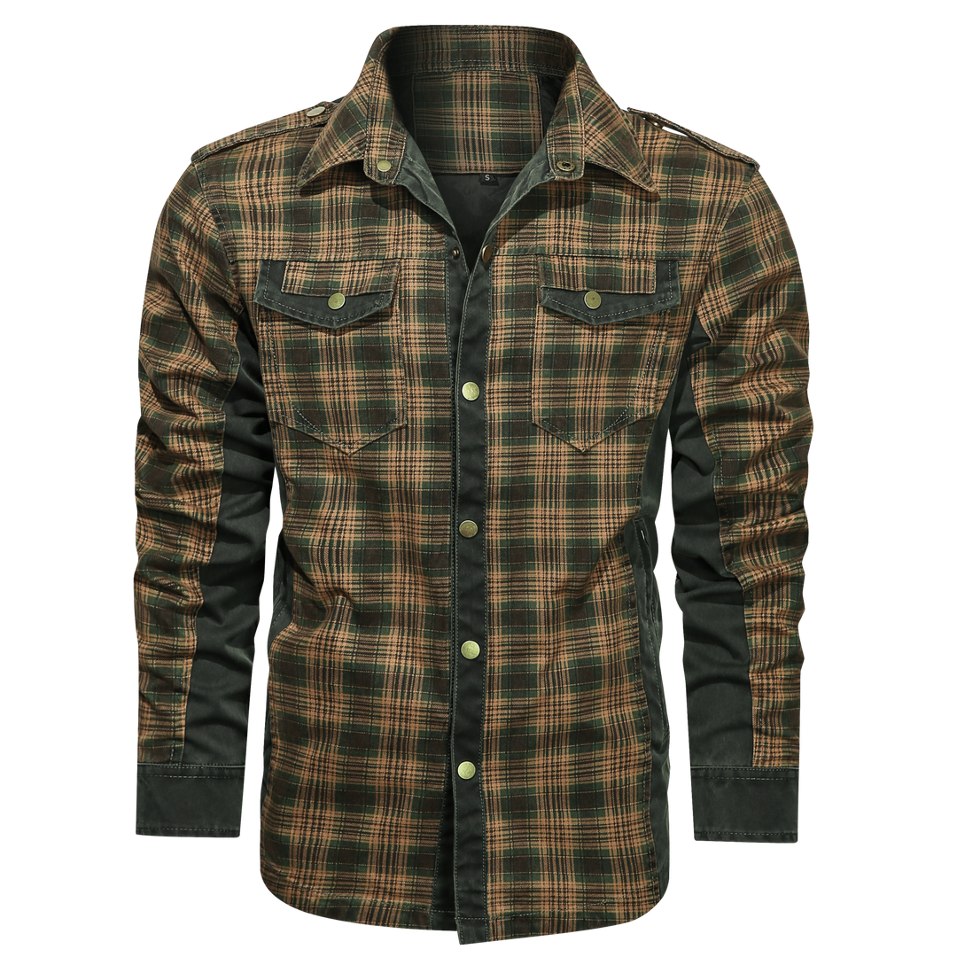 Herren Flanellhemd Langarm Klassisch Baumwolle-Polyester 0