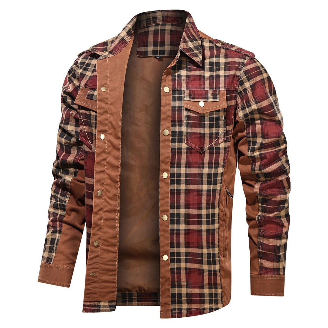 Herren Flanellhemd Langarm Klassisch Baumwolle-Polyester 1