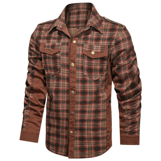Herren Flanellhemd Langarm Klassisch Baumwolle-Polyester 8