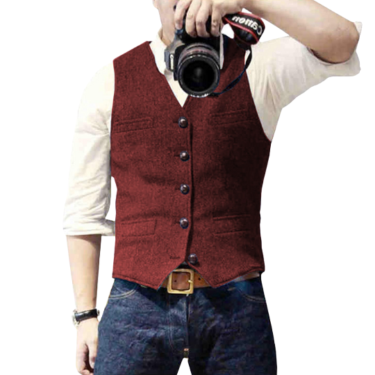 Herren Gilet Modernes Design mit V-Ausschnitt 3