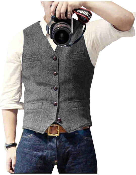 Herren Gilet Modernes Design mit V-Ausschnitt 7