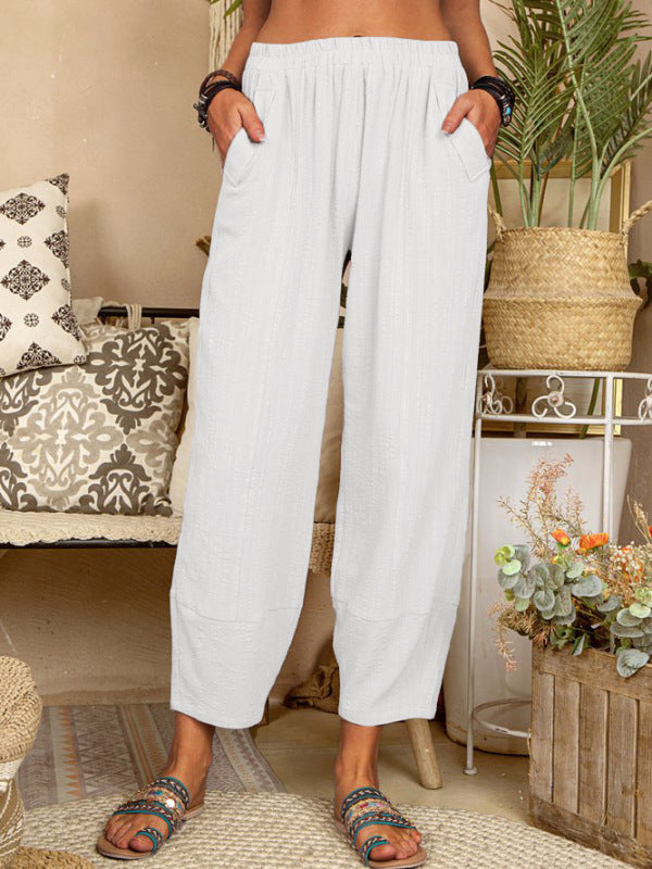 Herren Harem Pants Lockere Passform Baumwolle-Leinen-Mischung 8