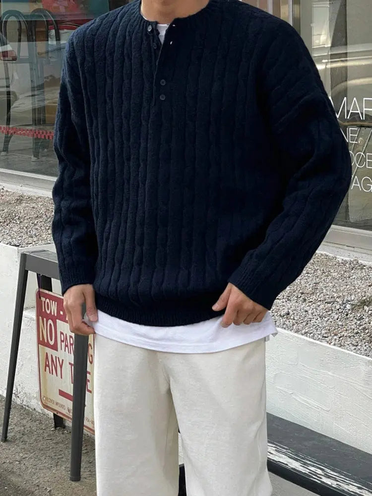 Herren Henley Pullover Stilvoll 5